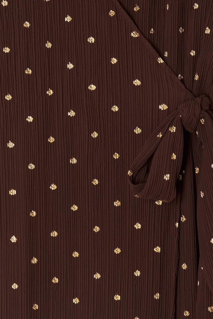 Chocolate Plisse Wrap Dress