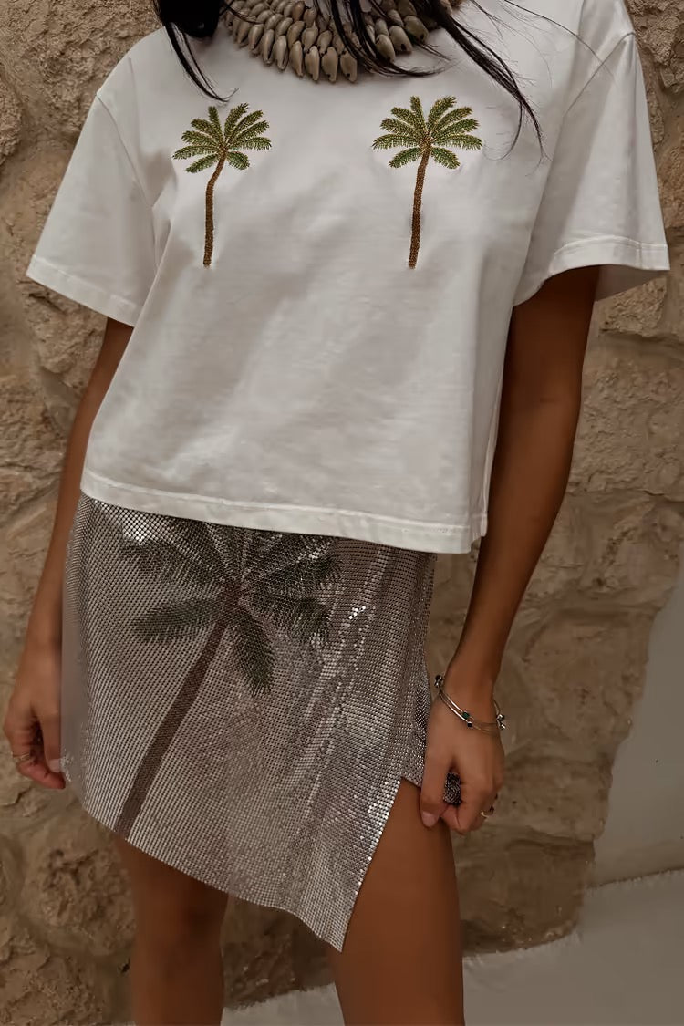 Embroidered Palm Boob T Shirt