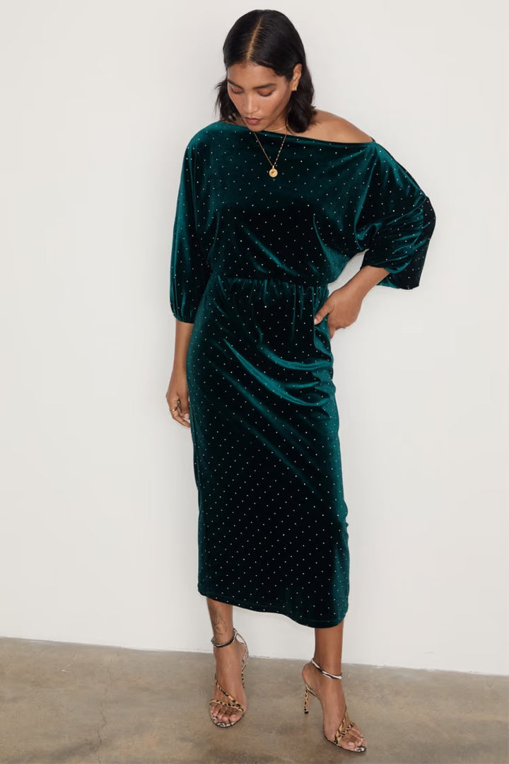 Emerald Velvet Tilly Dress