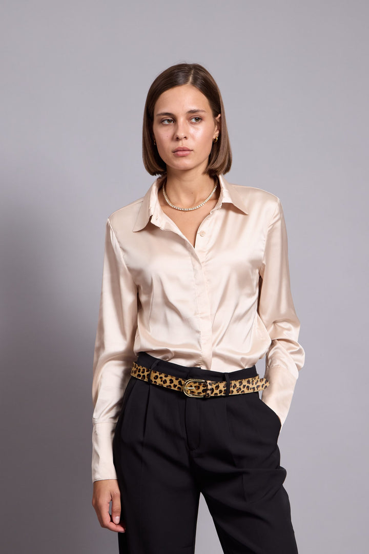 ALEXIS -SATIN SHIRT IN CHAMPAGNE