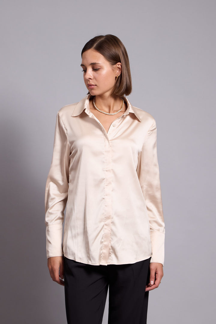 ALEXIS -SATIN SHIRT IN CHAMPAGNE