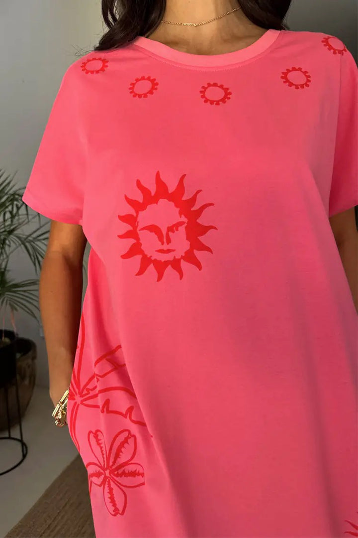Pink and Red Azura T-Shirt Dress