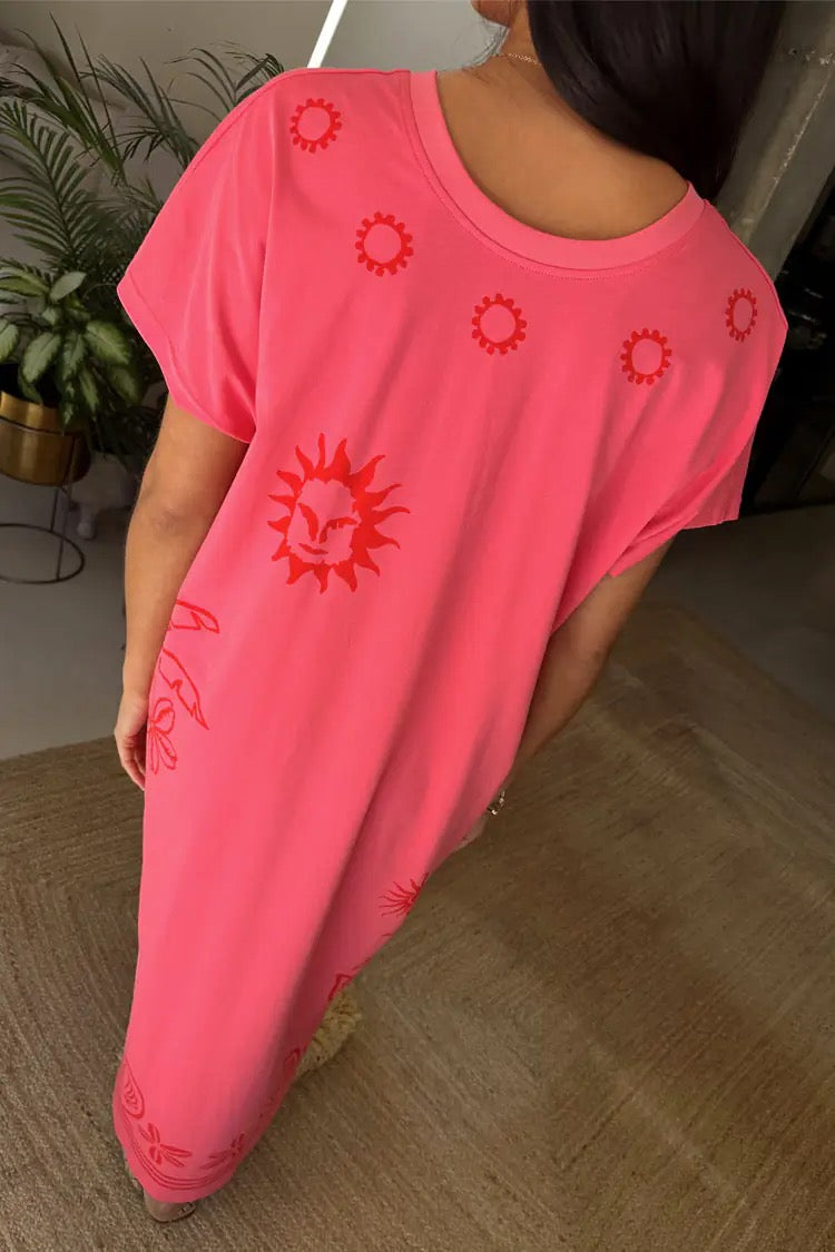 Pink and Red Azura T-Shirt Dress