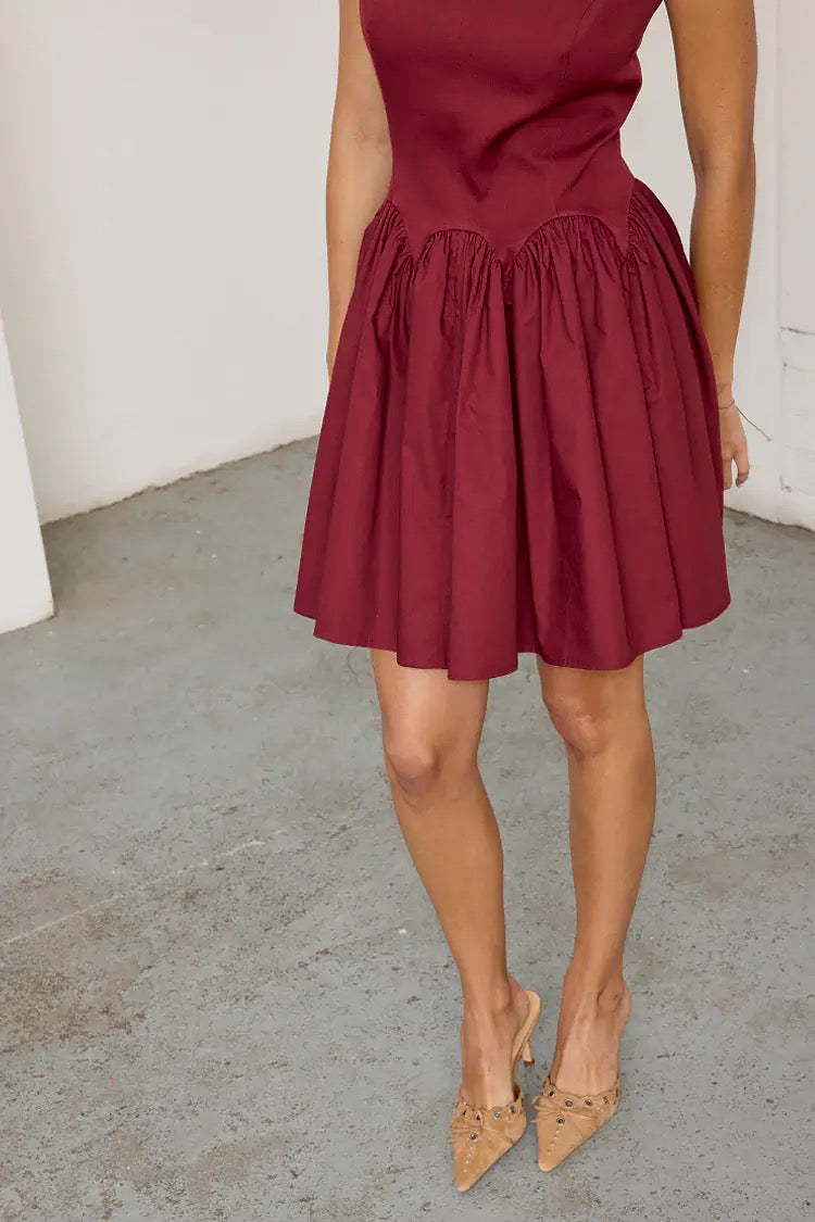 Burgundy Mini Monika Dress