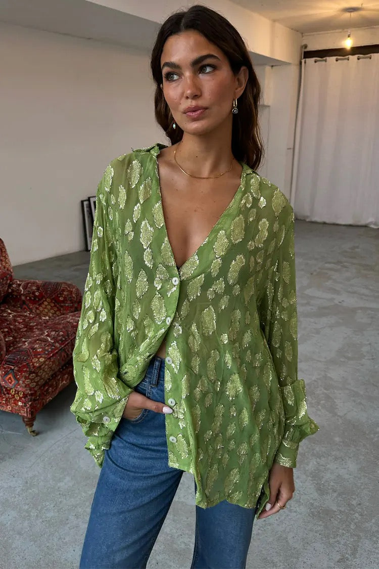 Green Jacquard Miley Shirt