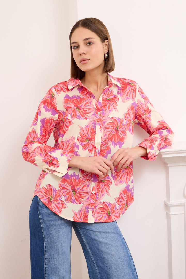 LORA – FLORAL PRINTED SHIRT IN PINK