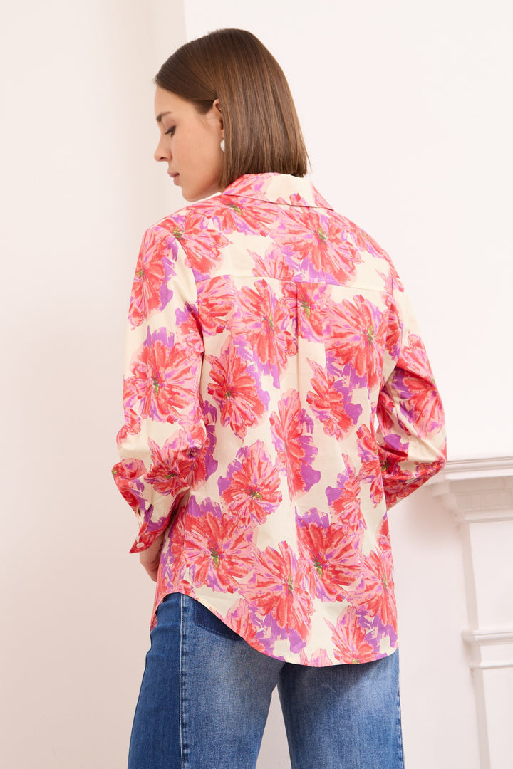 LORA – FLORAL PRINTED SHIRT IN PINK