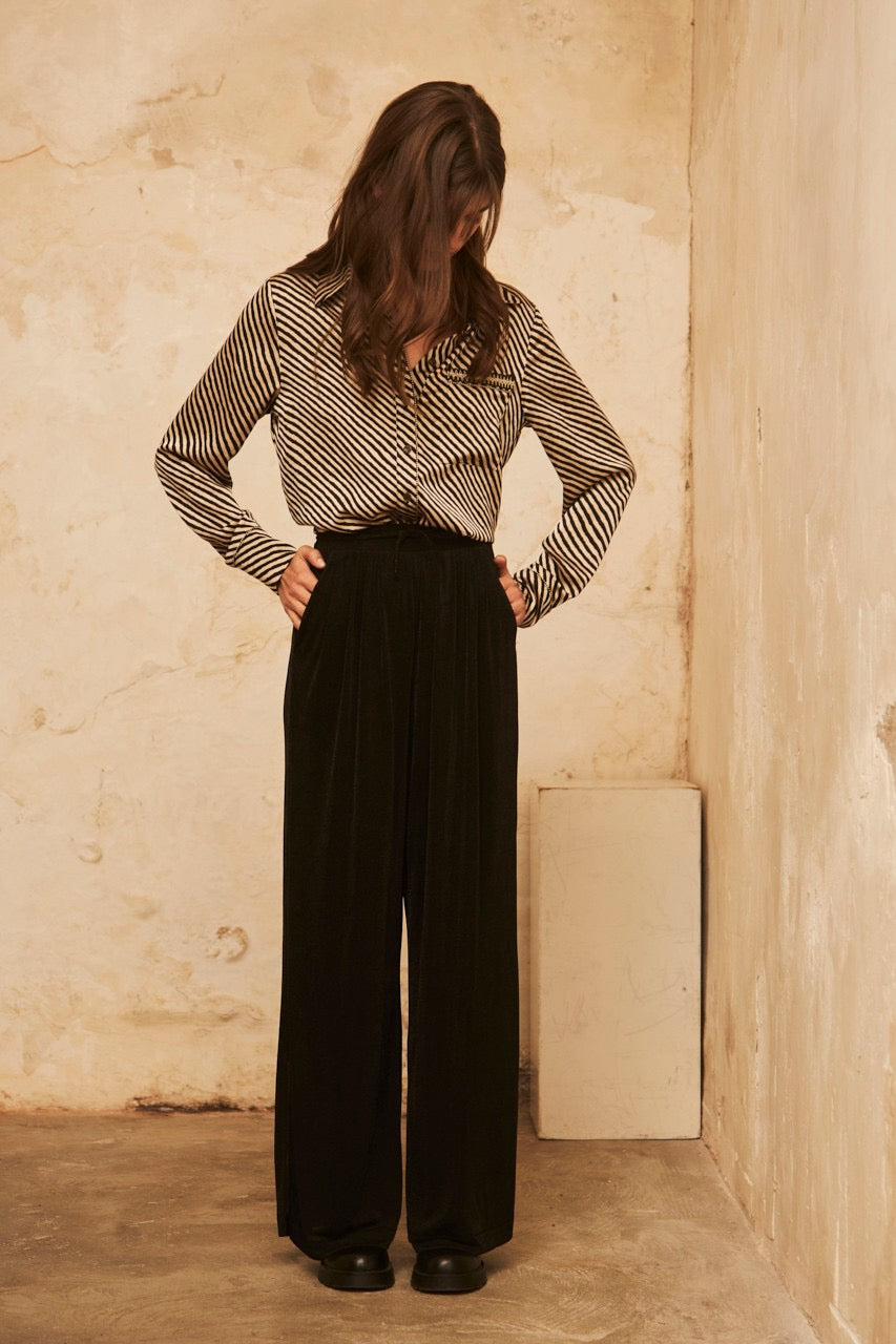 KNIT PALAZZO PANTS BLACK