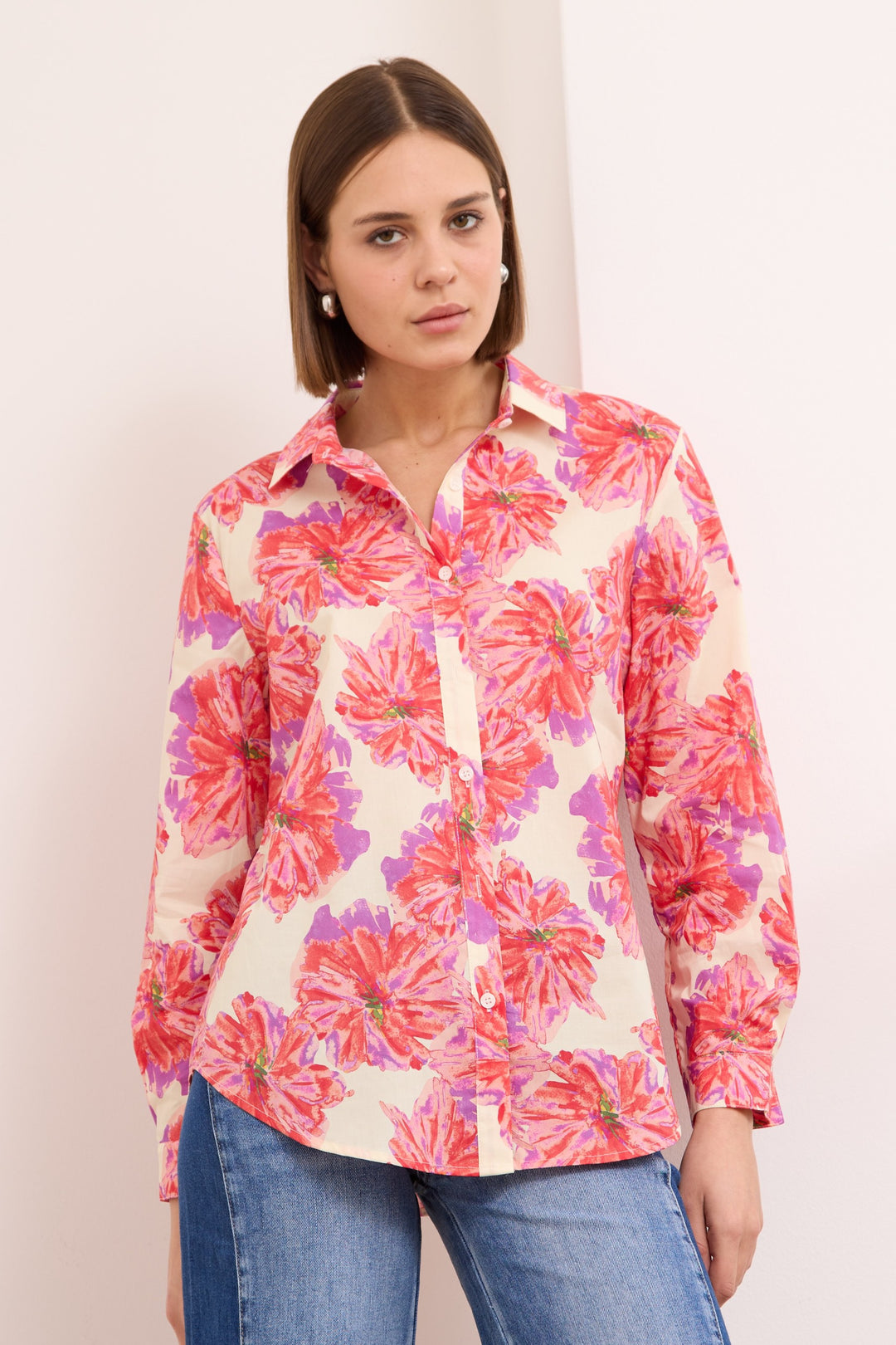 LORA – FLORAL PRINTED SHIRT IN PINK