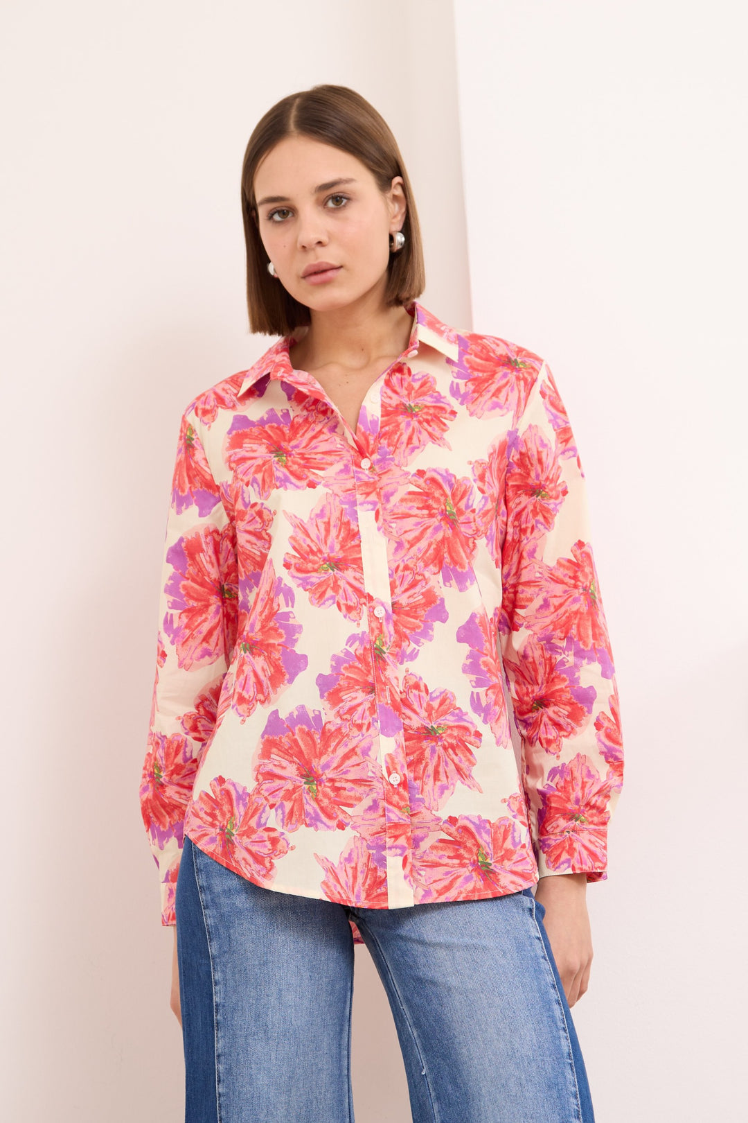 LORA – FLORAL PRINTED SHIRT IN PINK