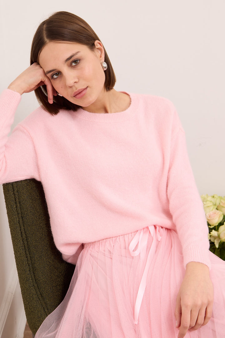 ANNIE – WOOL-BLEND SWEATER IN BABY PINK