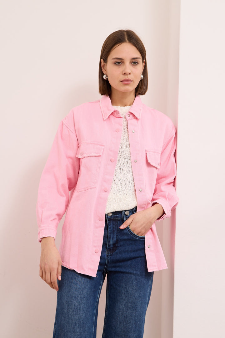 CLARA – COTTON-TWILL JACKET IN PINK