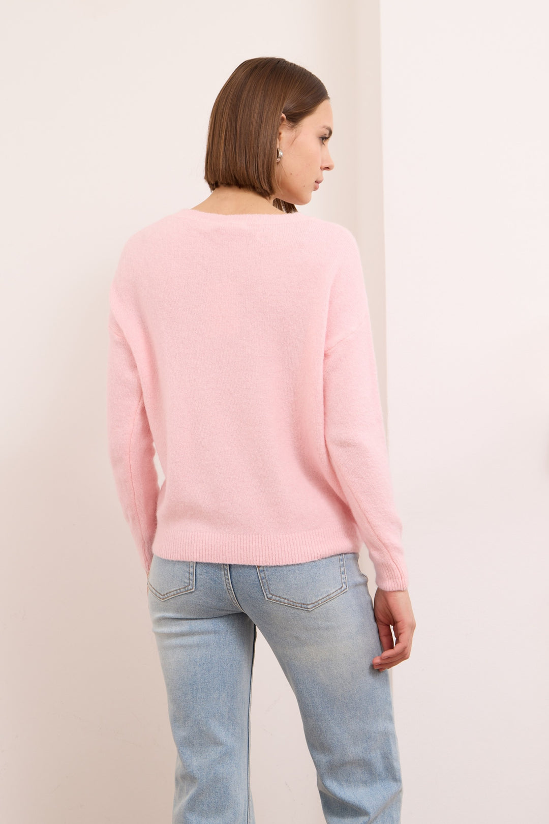 ANNIE – WOOL-BLEND SWEATER IN BABY PINK