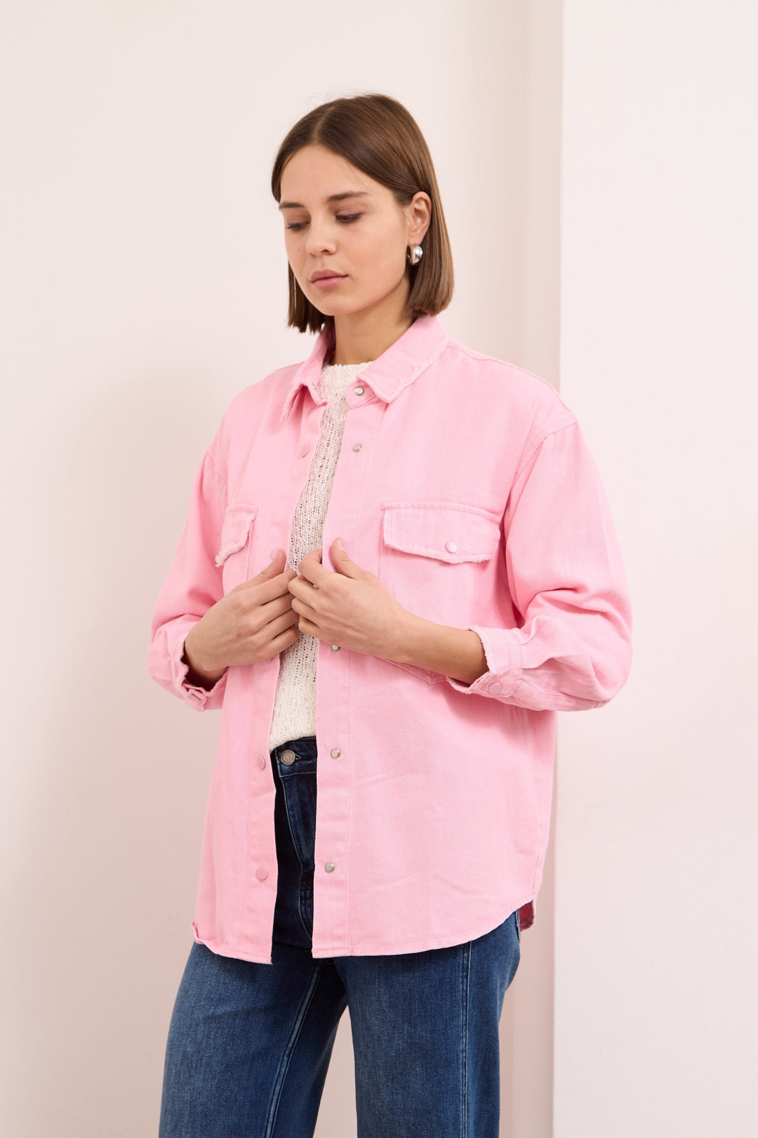 CLARA – COTTON-TWILL JACKET IN PINK