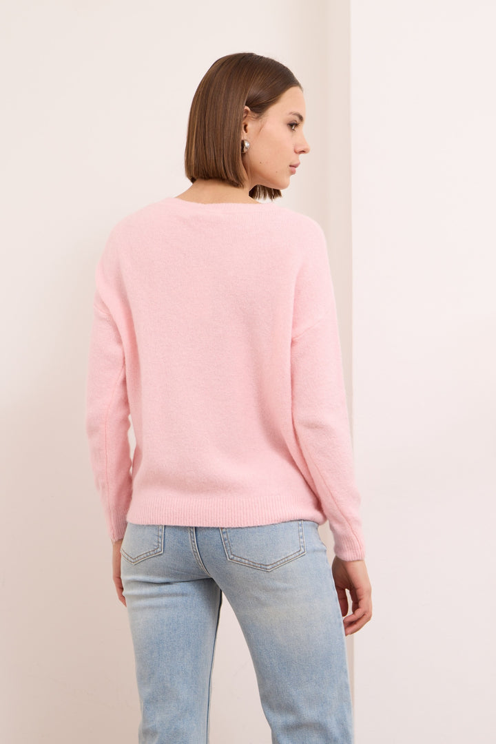 ANNIE – WOOL-BLEND SWEATER IN BABY PINK