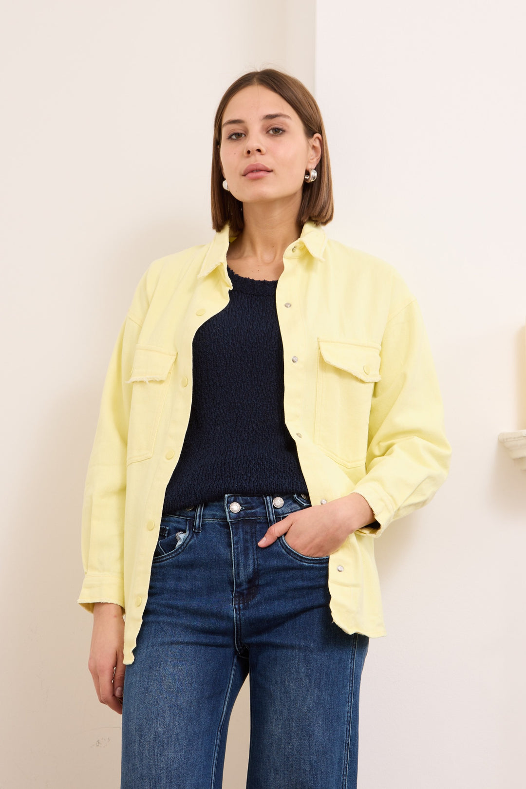 CLARA – COTTON-TWILL JACKET IN YELLOW