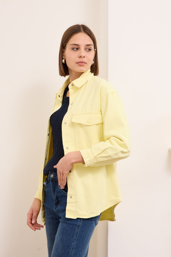 CLARA – COTTON-TWILL JACKET IN YELLOW