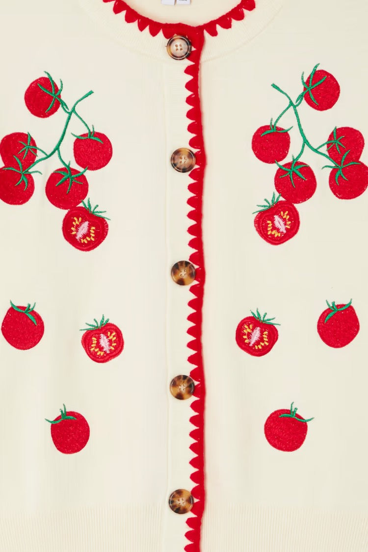 Tomato Embroidered Cardi