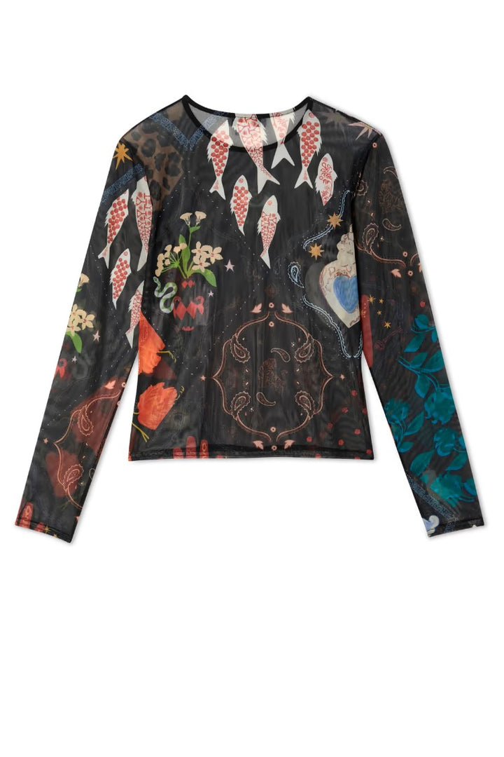 night garden mesh long sleeve top