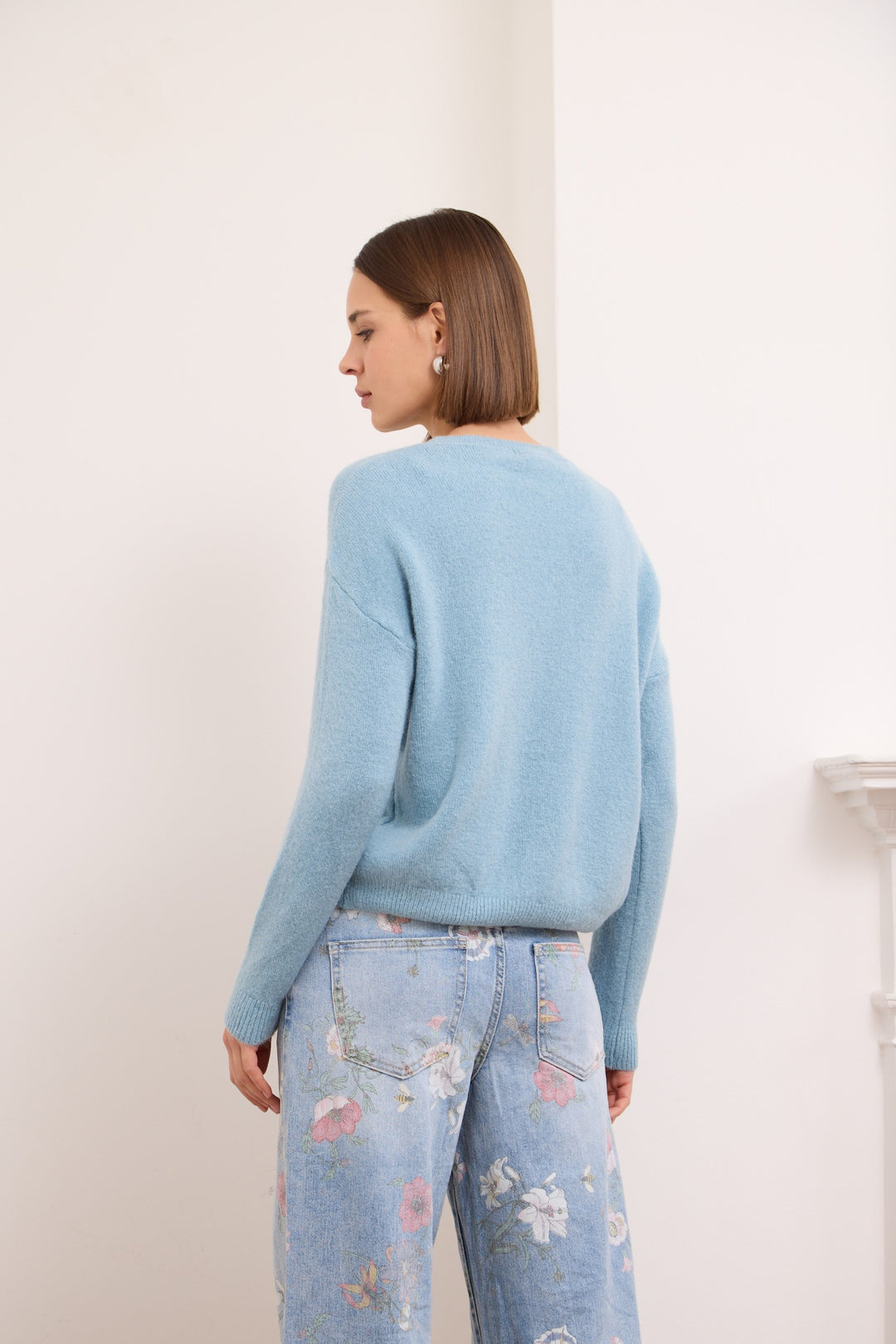 ANNIE – WOOL-BLEND SWEATER IN AIRFORCE BLUE