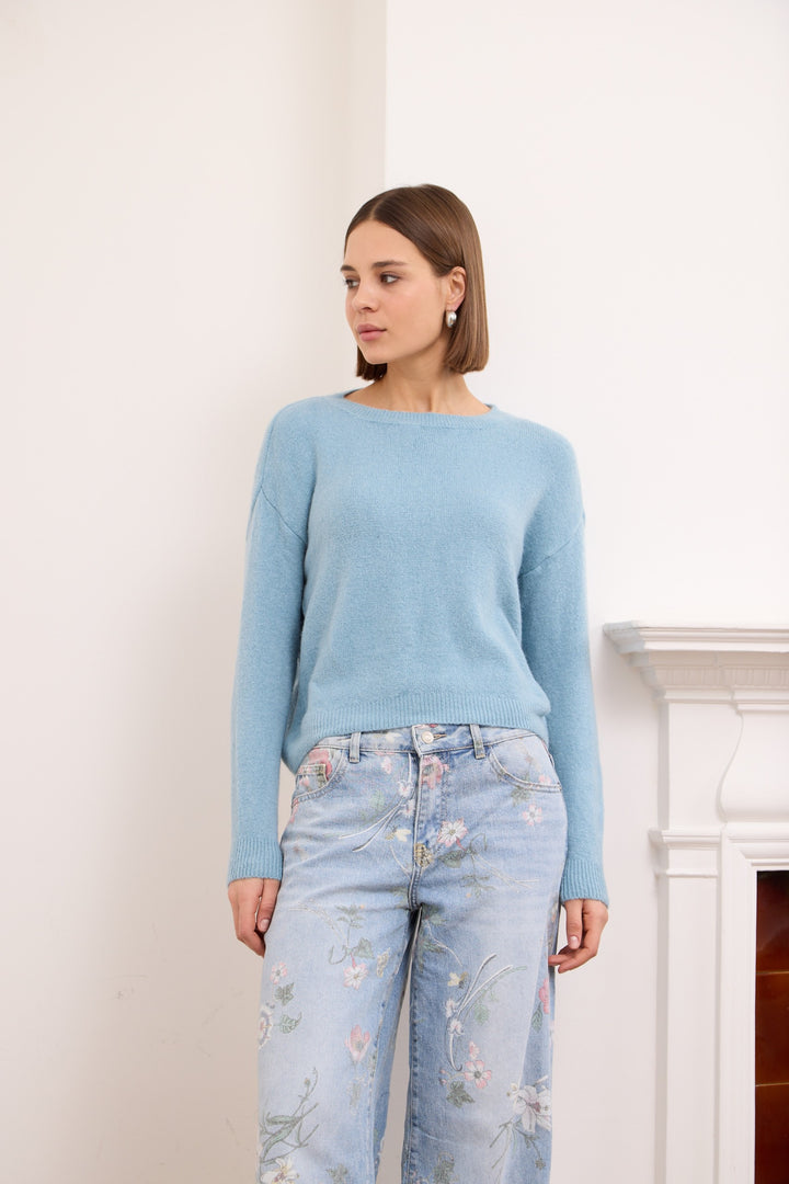 ANNIE – WOOL-BLEND SWEATER IN AIRFORCE BLUE