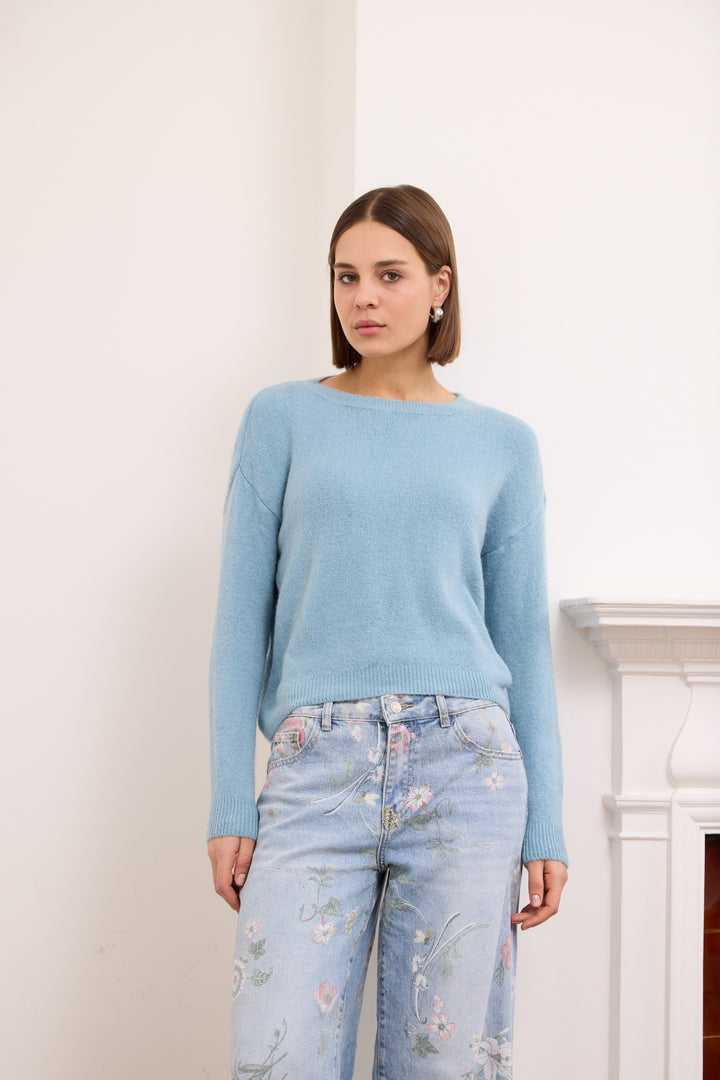 ANNIE – WOOL-BLEND SWEATER IN AIRFORCE BLUE