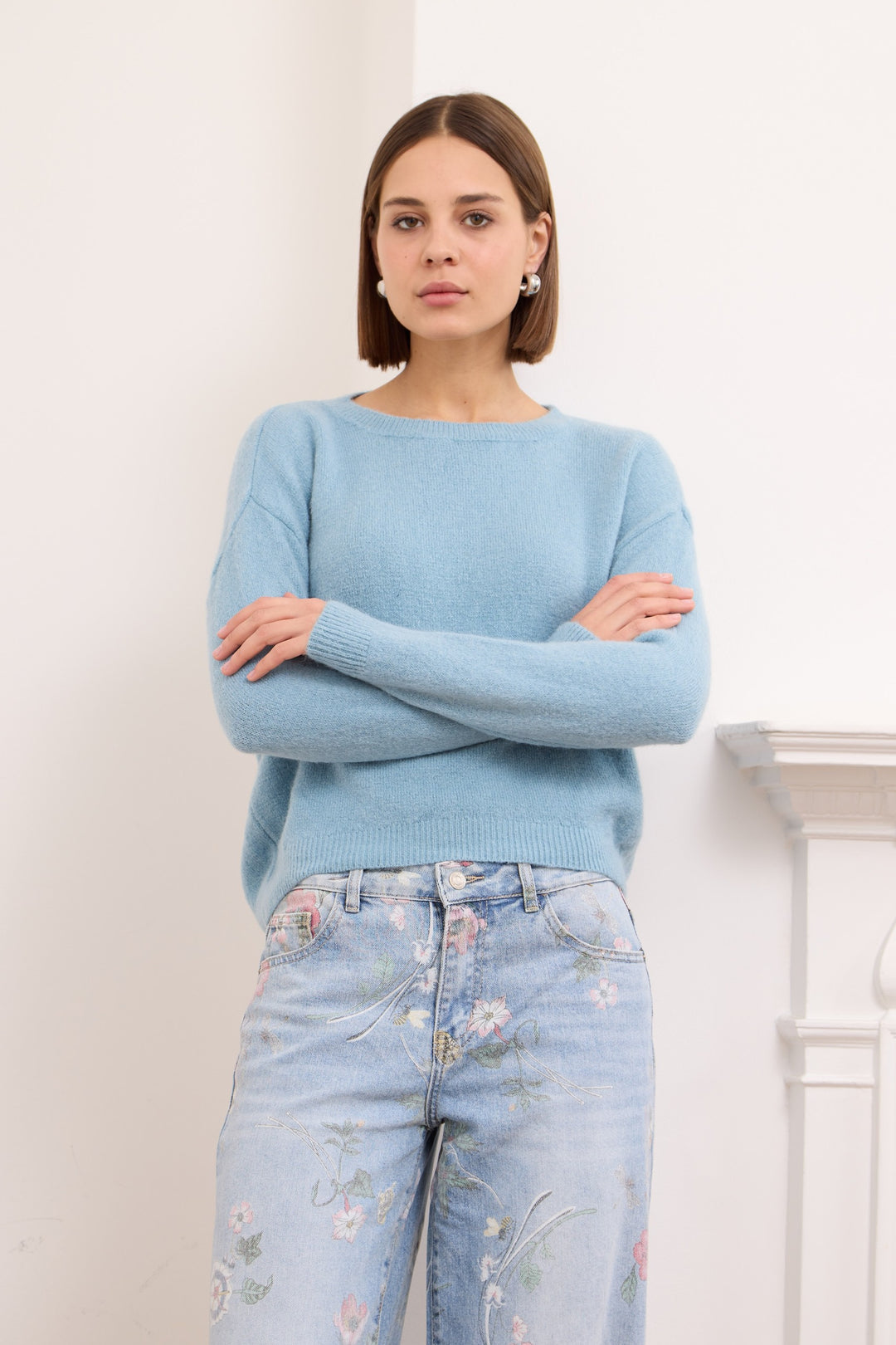 ANNIE – WOOL-BLEND SWEATER IN AIRFORCE BLUE