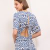 Sienna- Open Back Viscose Maxi Dress Labyrinth In Blue