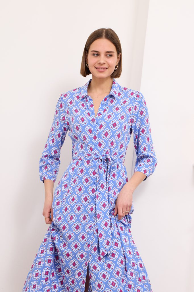 Daphne -Shirt Dress Diamond In Blue