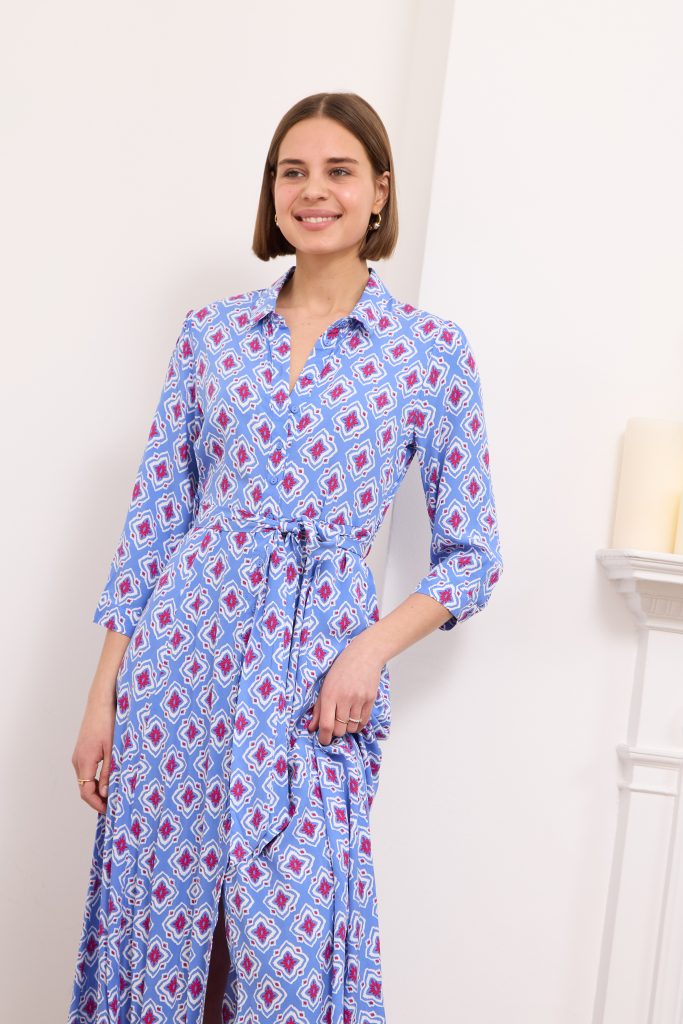 Daphne -Shirt Dress Diamond In Blue
