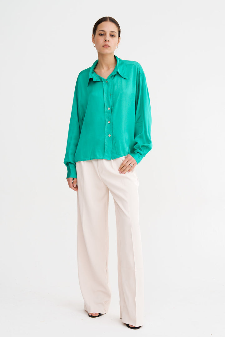 Sylvie -Silk Blend Blouse In green