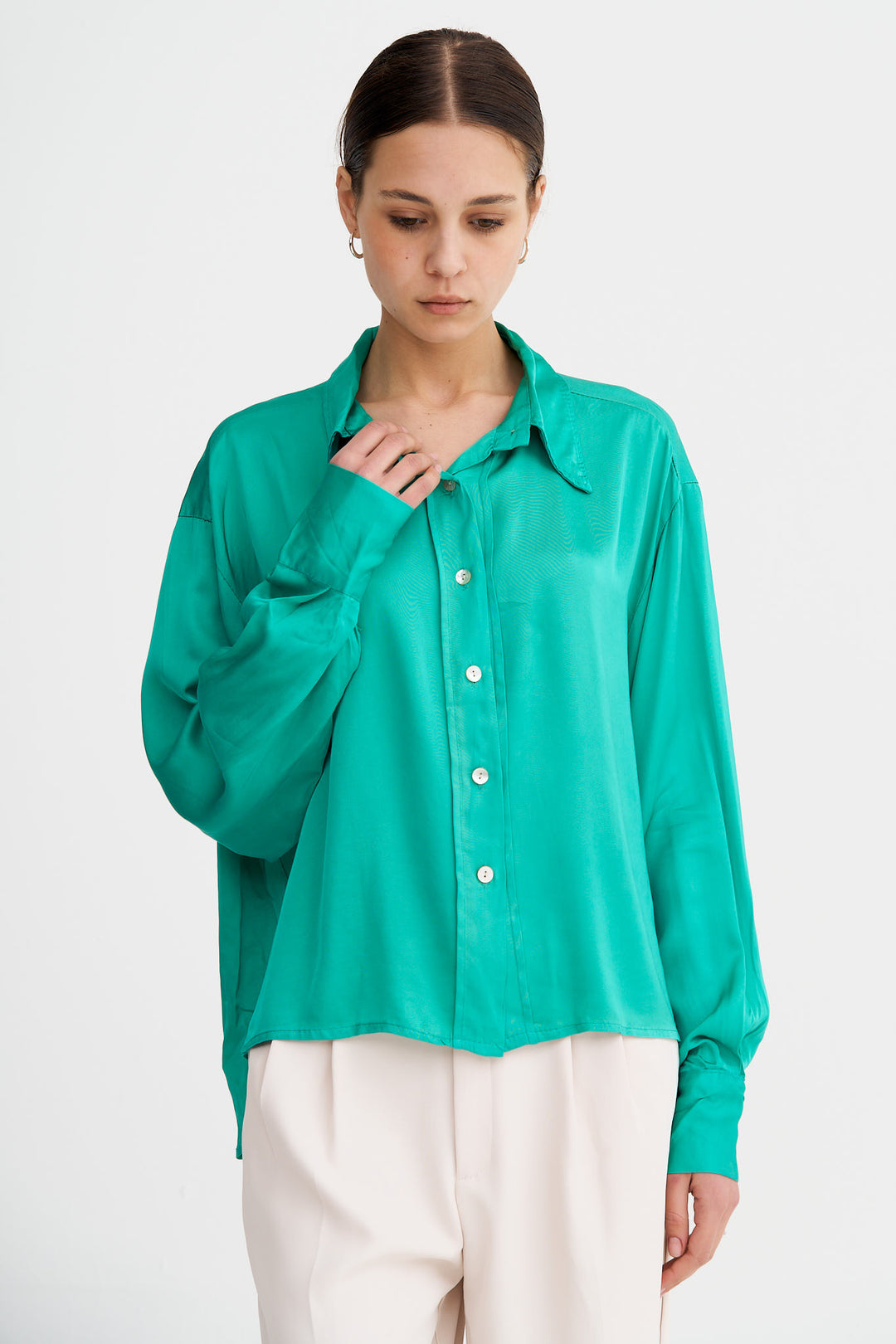 Sylvie -Silk Blend Blouse In green