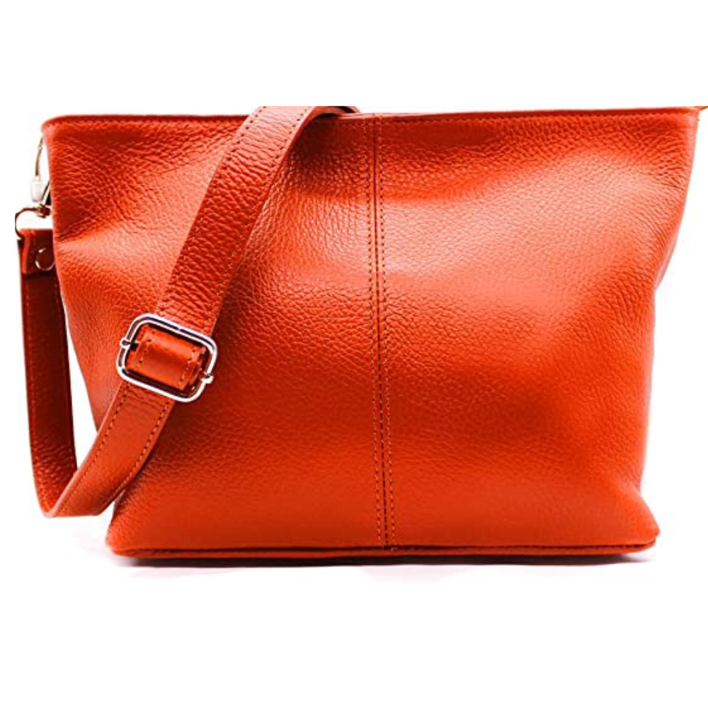 Genuine Italian Leather Shoulder Messenger Bag Dark Grey