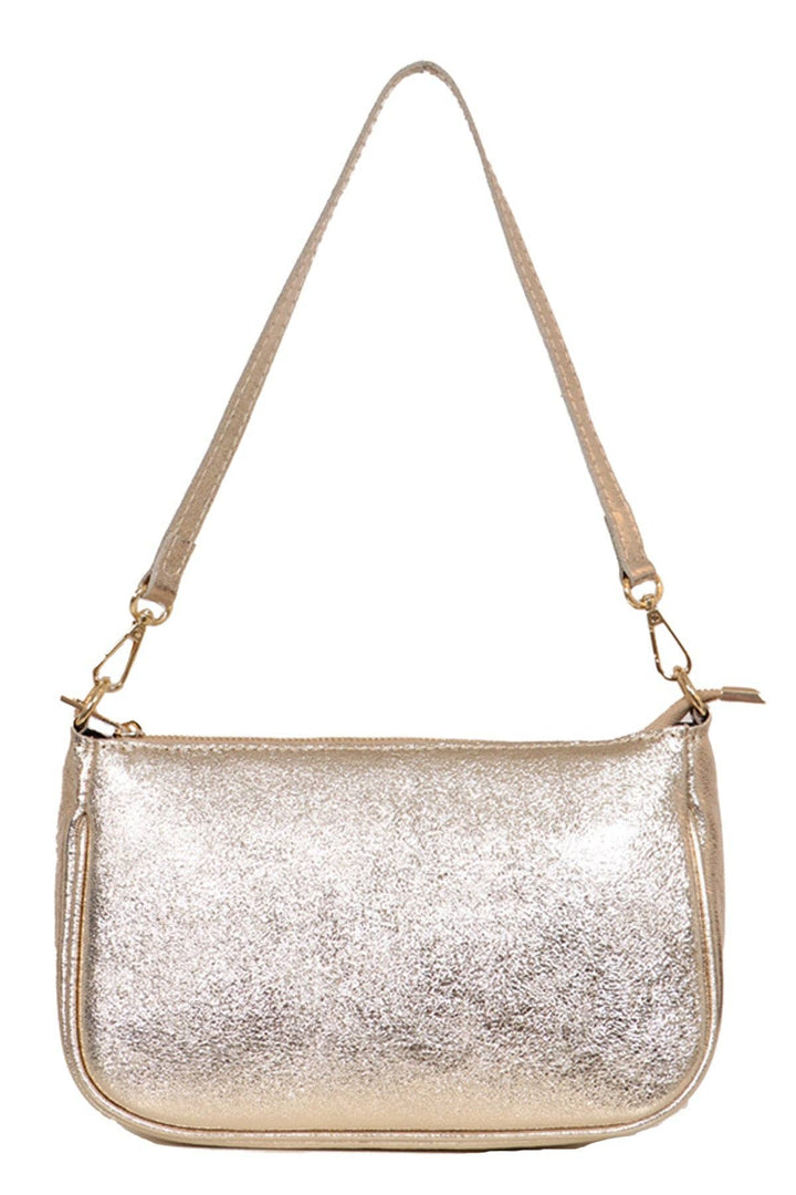 Chloe - Italian Leather Baguette Bag - Gold  Metallic