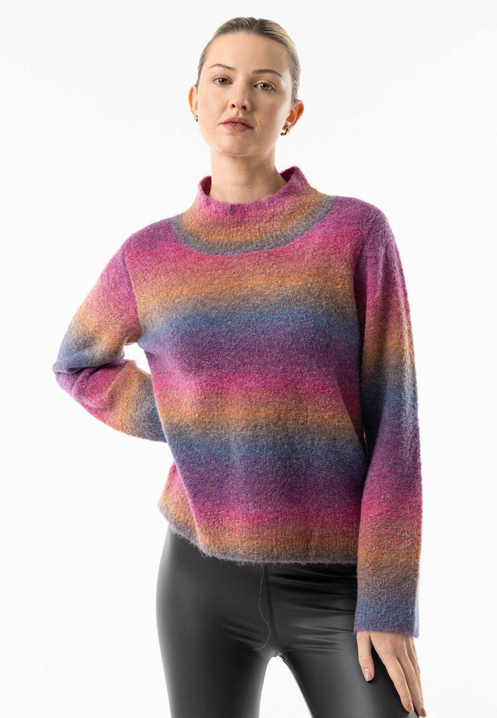 Rainbow Ombre Mock Neck Jumper: Rainbow