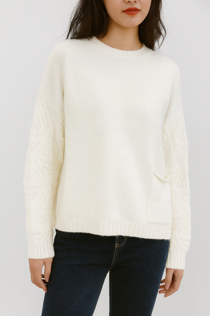 SOFT KNIT JUMPER WITH SLeeve detail khaki