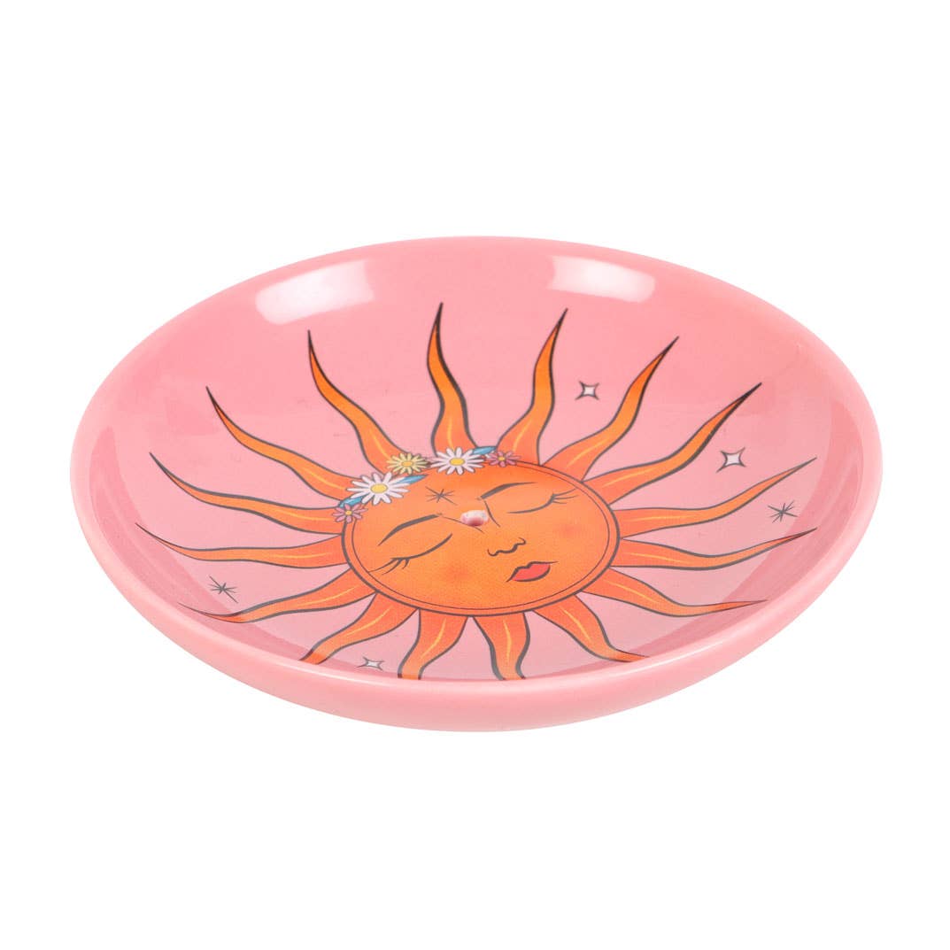 The Sun Celestial Pink Ceramic Incense Holder Plate