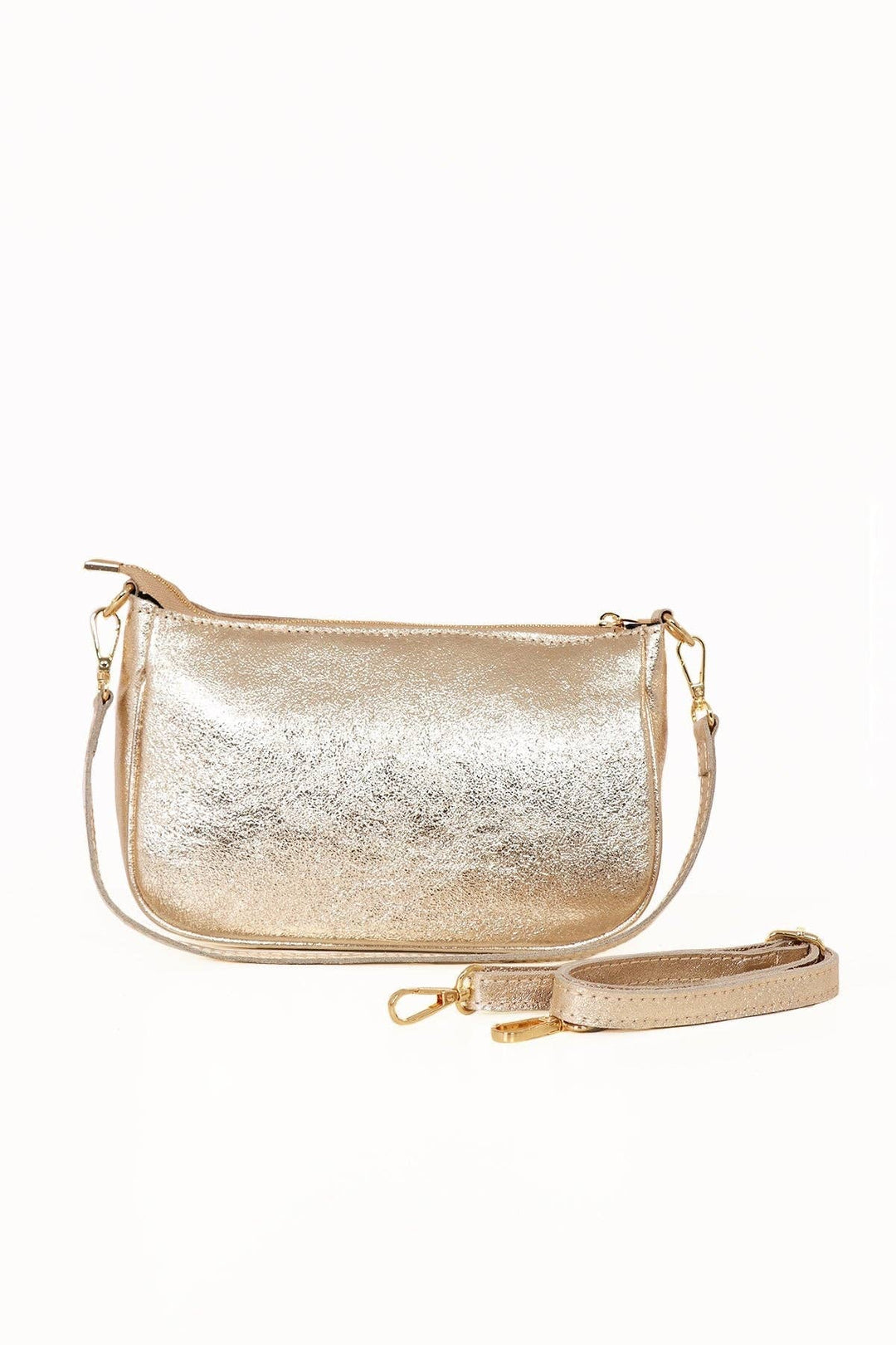 Chloe - Italian Leather Baguette Bag - Gold  Metallic