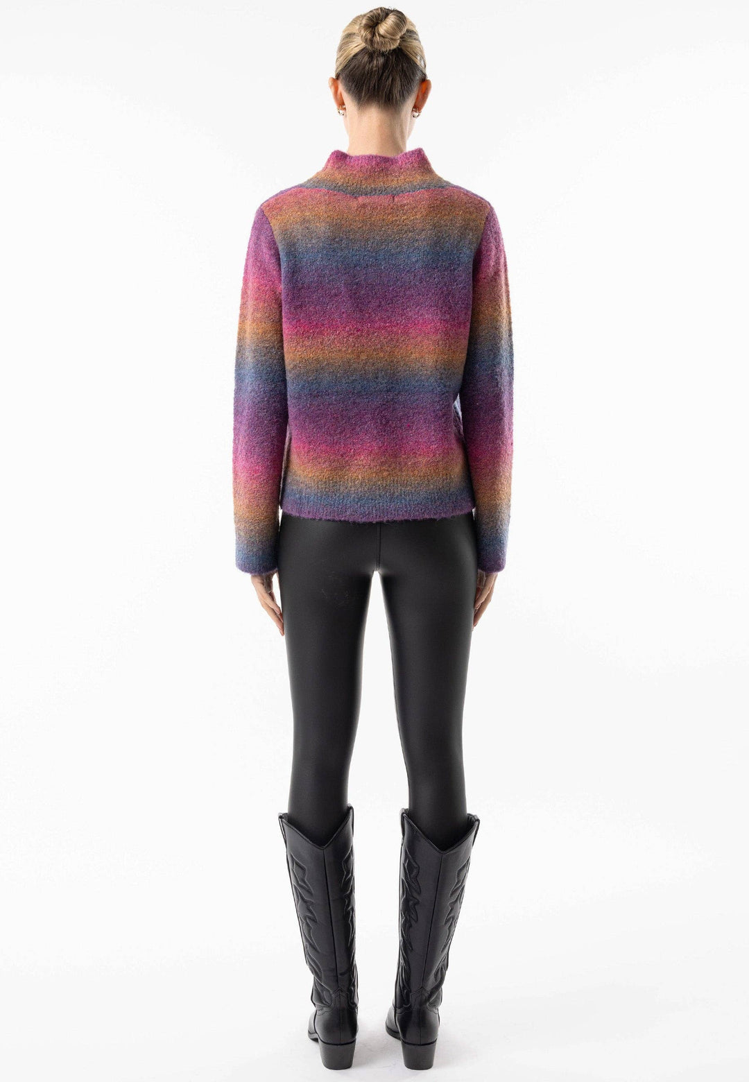 Rainbow Ombre Mock Neck Jumper: Rainbow