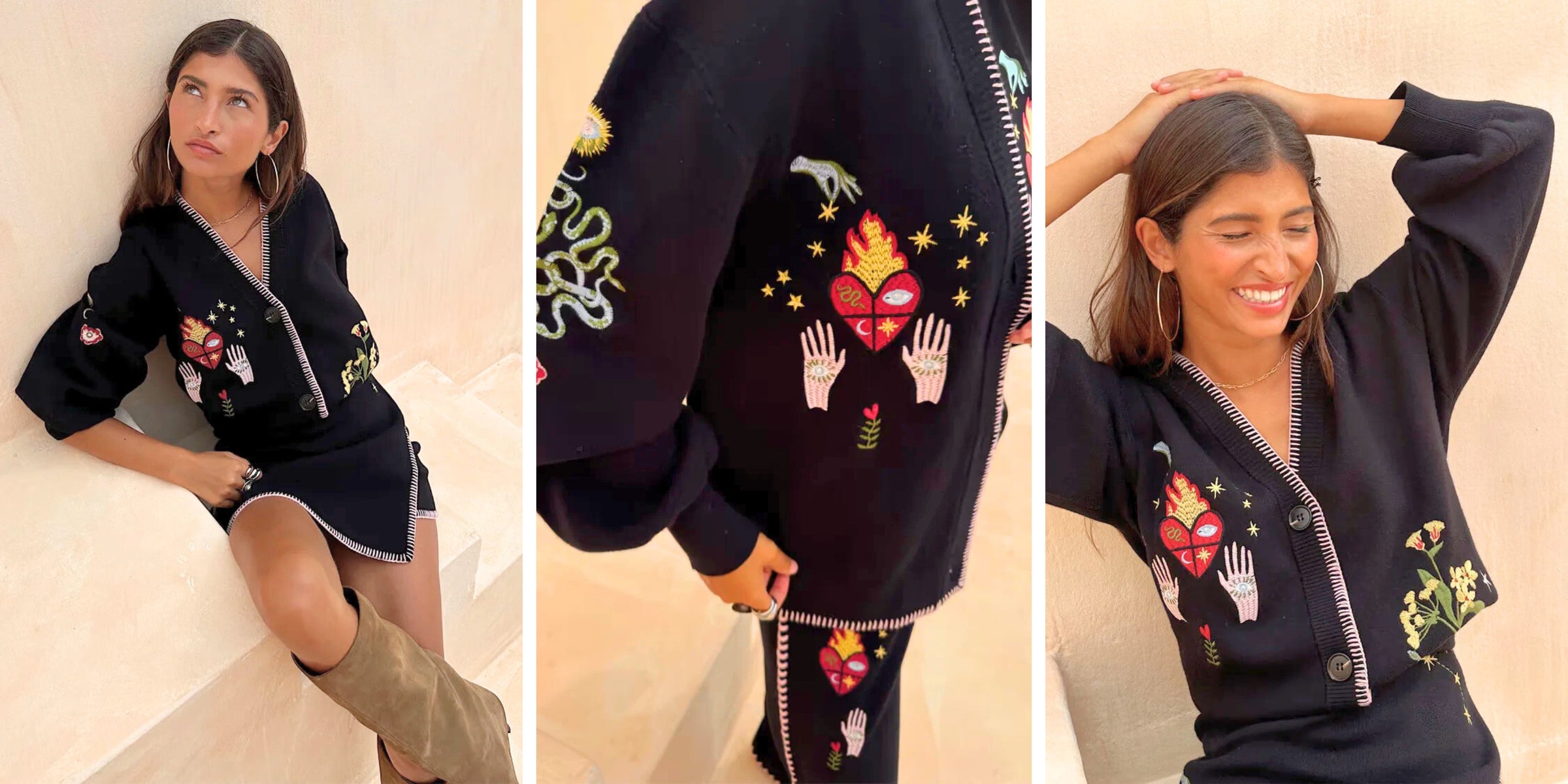 NFD black night garden cardigan