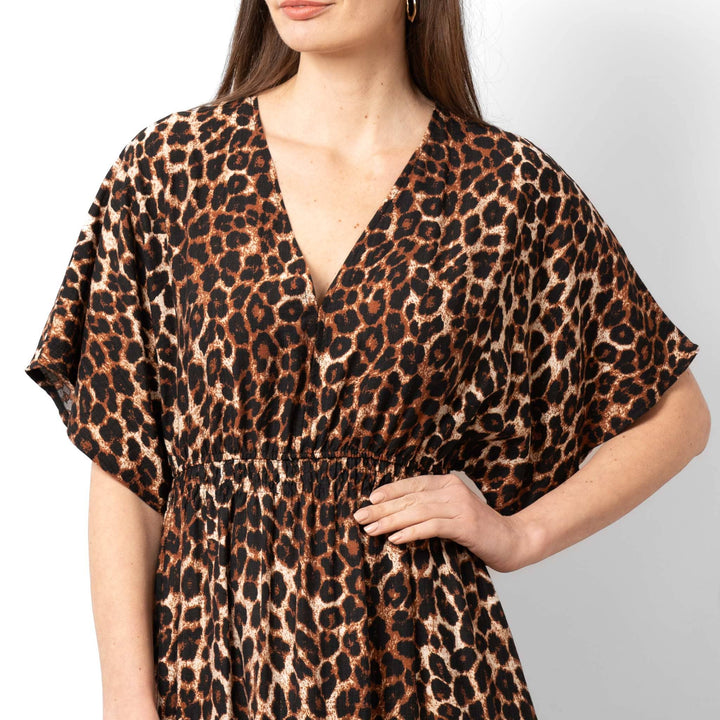 Sienna Maxi Kaftan Dress - Leopard