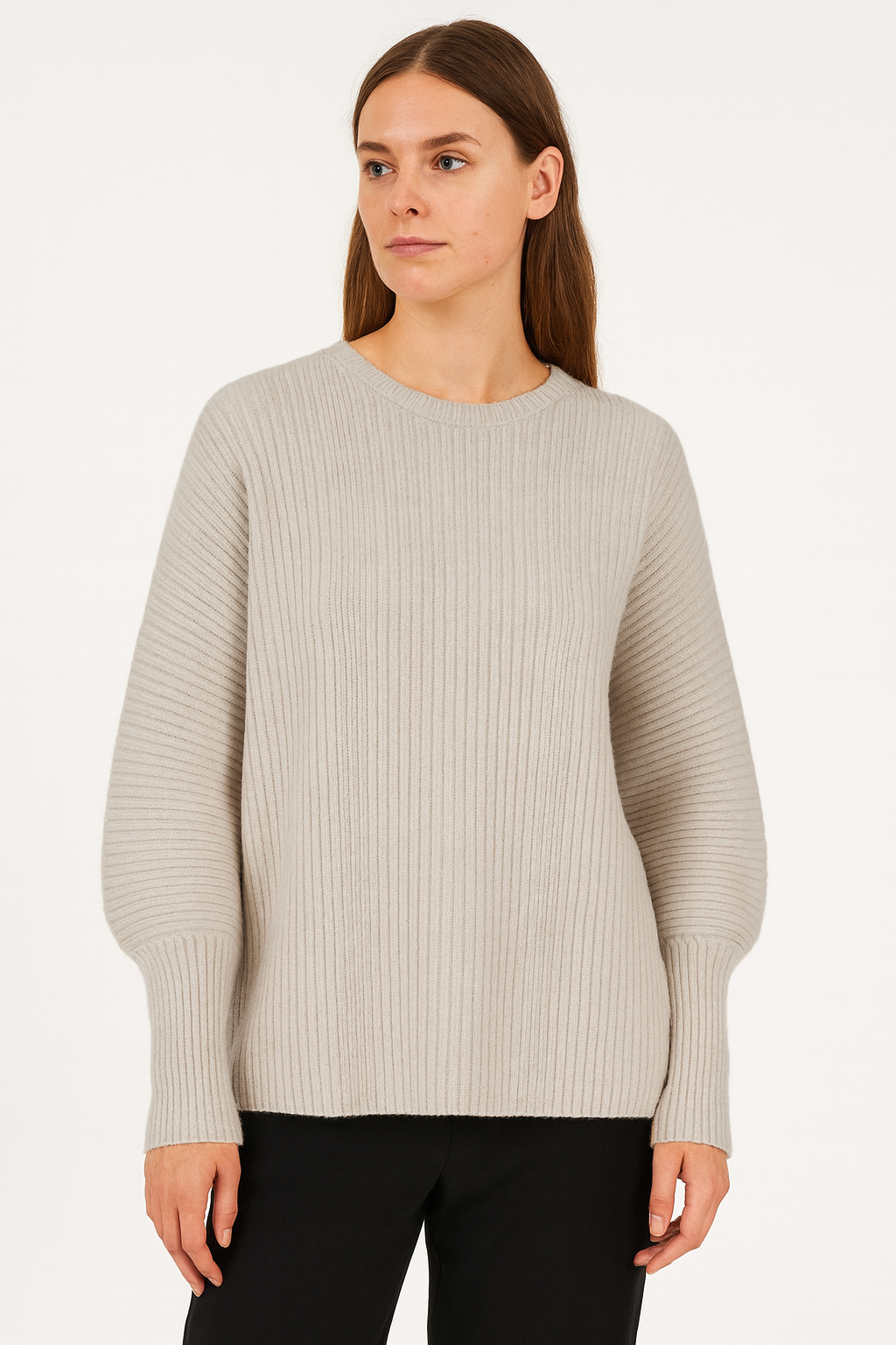 PLEATED KNIT JUMPER WITH sleeve detail: Grey