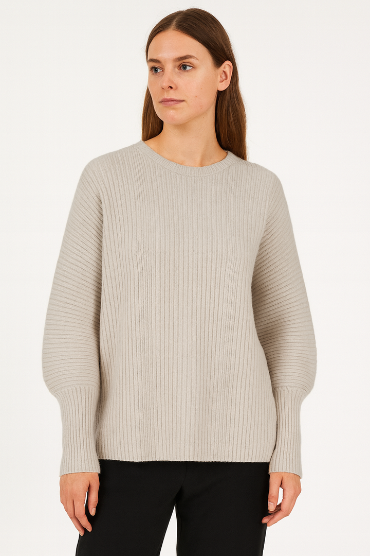 PLEATED KNIT JUMPER WITH sleeve detail: Grey