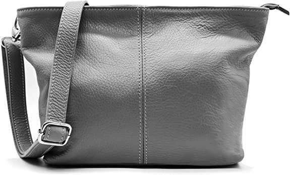Genuine Italian Leather Shoulder Messenger Bag Dark Grey