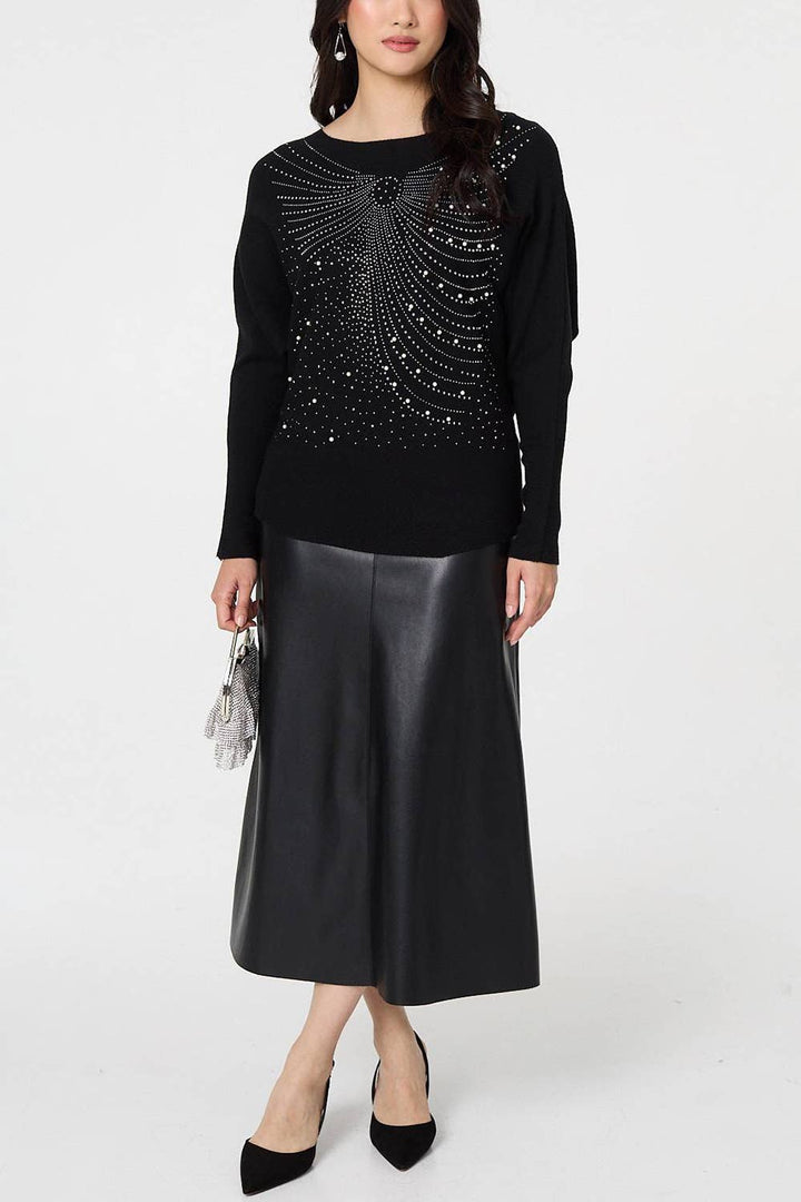 Sparkle Front Batwing Sleeve Jumper
: Black