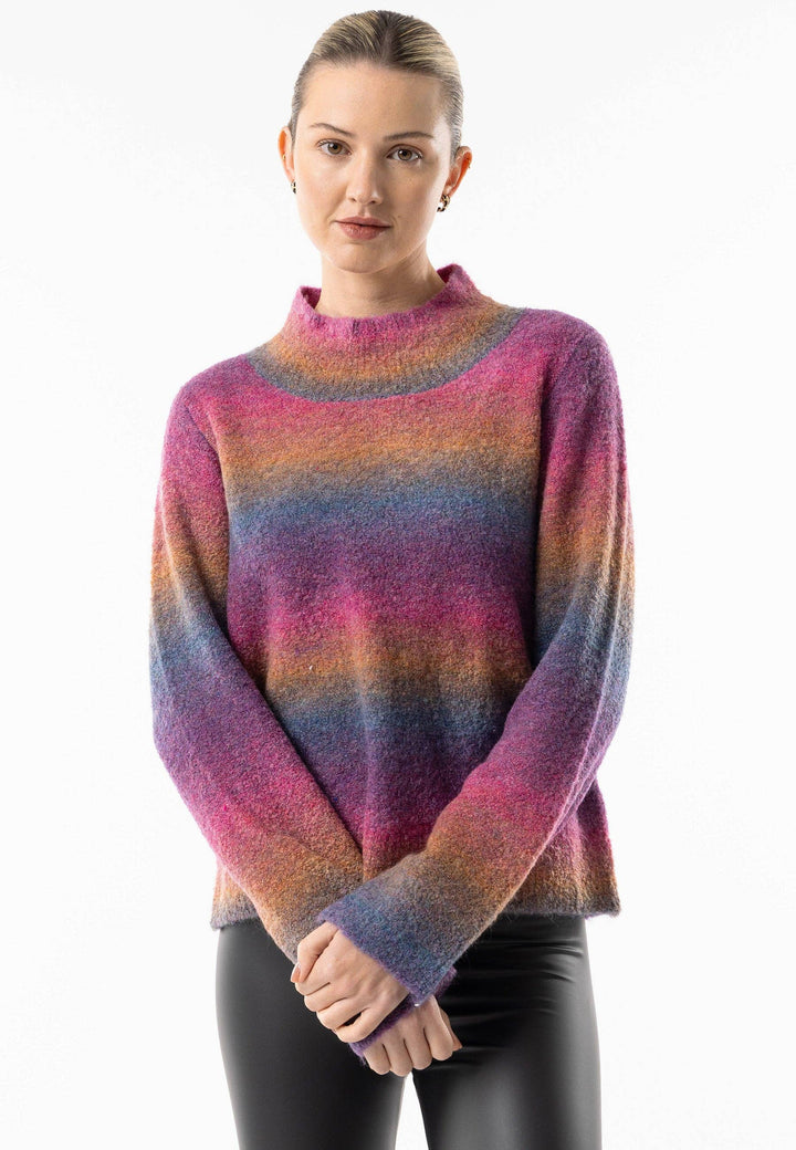 Rainbow Ombre Mock Neck Jumper: Rainbow