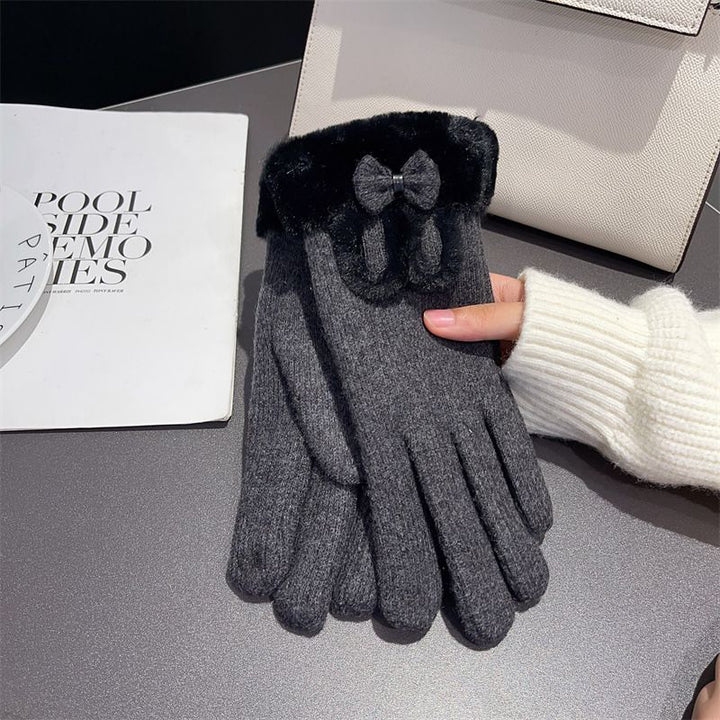 Little Bow Gloves in Grey